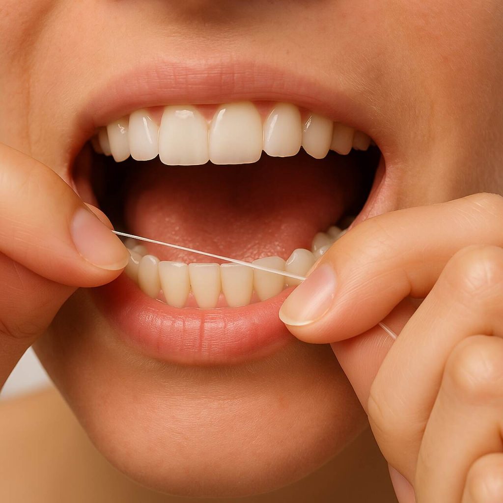 Você não precisa passar fio dental em todos os dentes...